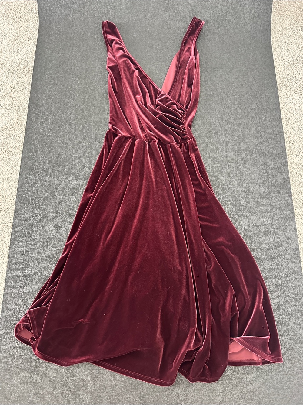 Sleeveless Velvet Midi Wrap Dress in Wine
